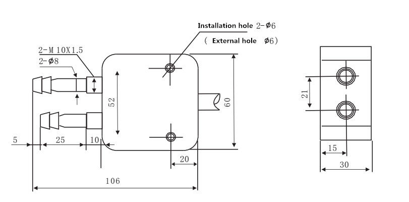 Cảm biến chênh lệch áp suất không khí khô WNK I2C với vỏ nhôm cho gió